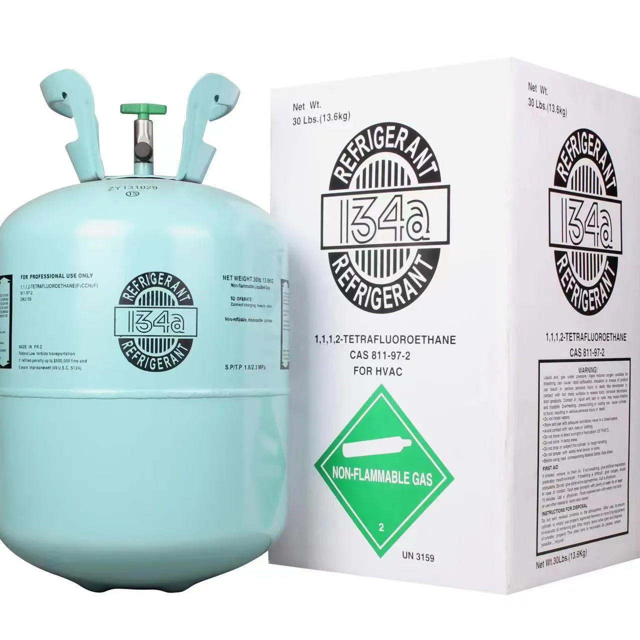 30lb R-134a Refrigerant, HVAC, 1/4 ACME – Made in USA