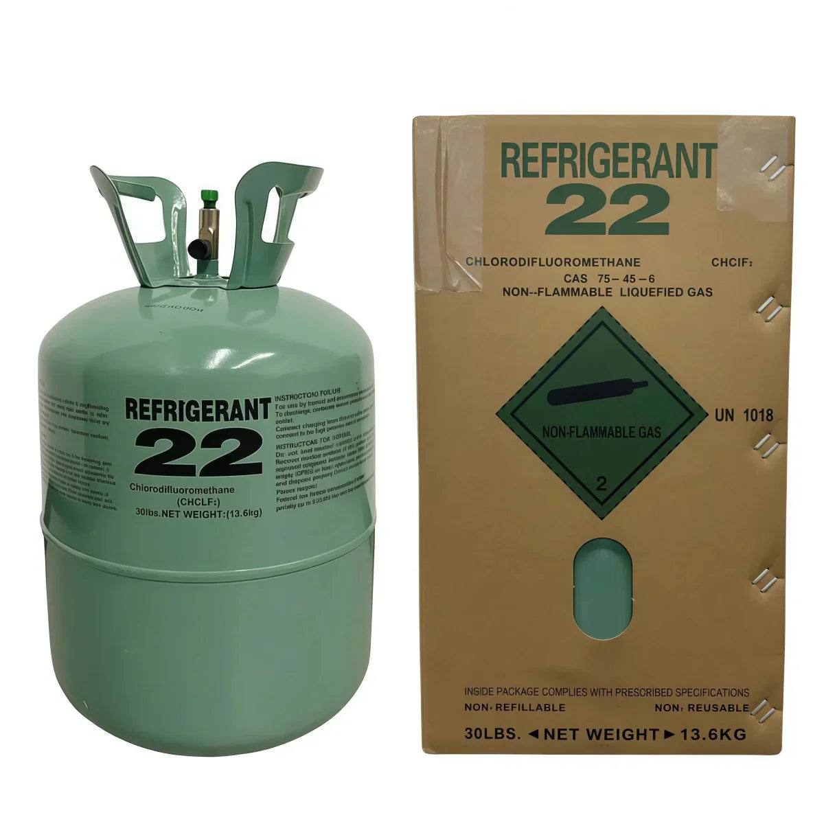 30LB R22 Refrigerant Freon for Air Conditioners – Steel Cylinder Packaging Tank
